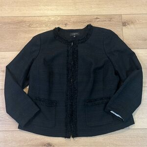 Talbots Tweed Zip Up Blazer 12W Black